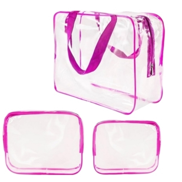 3-Piece Crystal Clear PVC Travel Toiletry Bag Kit - Small, Medium, and Large - Picture 8 of 13